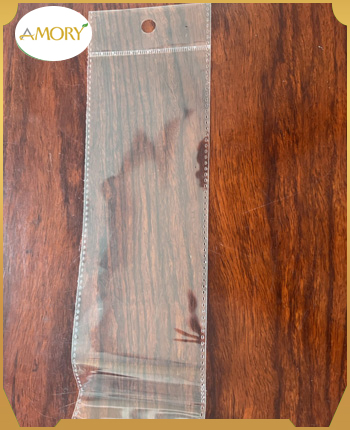 OPP bag with round hole hanging handle, serrated cut, with glue lid